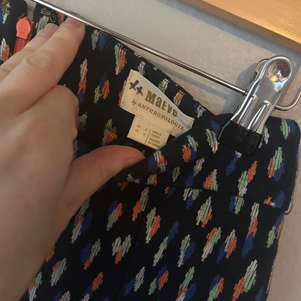Anthropologie Debra Blue Patterned Pencil Faux Wrap Skirt - Picture 4 of 7